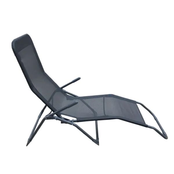 Fiesta Steel &amp; Textile Pool Lounger Black