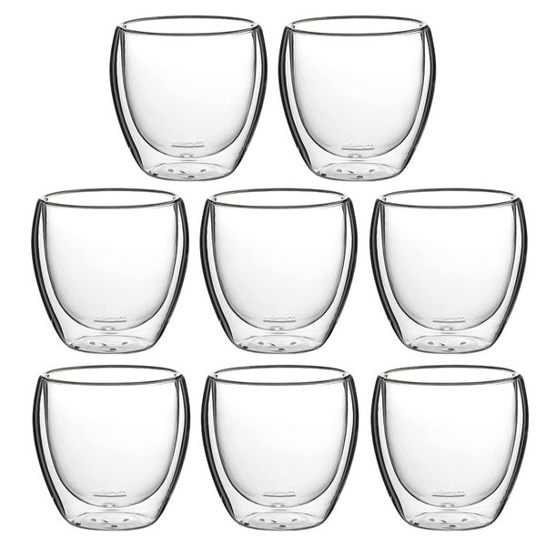 Heartdeco Double Wall Insulated Glass Cappuccino Cups 8.5oz - Set of 8