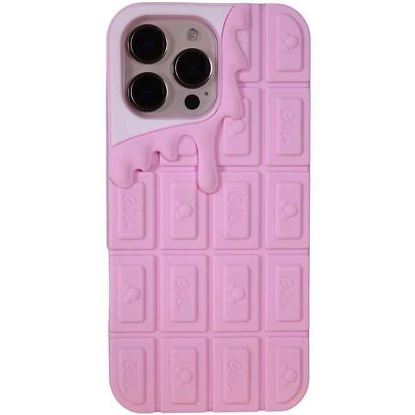Phone Case With Silicone Chocolate Bar - Compatible with 15 Pro Max - Pink