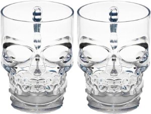 Skull Face Beer Mugs with Handles - Pack of 2