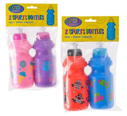 Bulk Pack 4 x Kool Kidz Sports Water Bottle 2 Piece Pack - 355ml