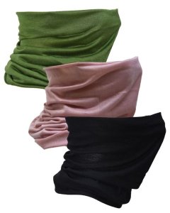 SKA Family Pack of 3 Plain Tube Face Masks- Black, Khaki, Light Pink Combo