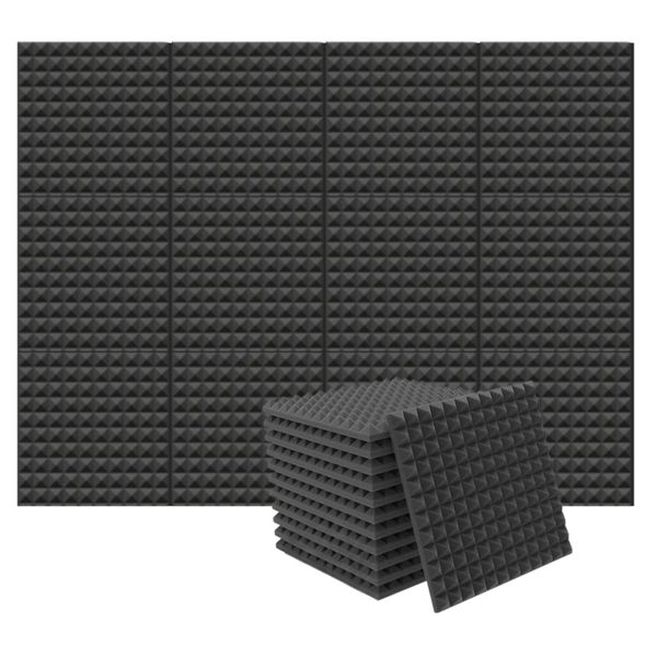 Acoustic Foam+ Echo-Less Pyramid Panels x2.5cm (Pack of 12)