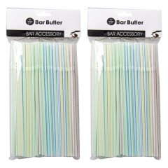 Bar Butler Straws Bendy Candy Coloured - 5mm - 2 Pack - 200Piece
