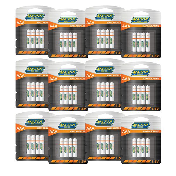 Major Tech AAA Alkaline Batteries - Box of 48 Batteries (LR03-BP4)
