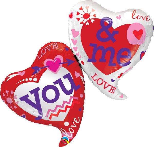 Qualatex 42 Inch Foil Shape You And Me Two Hearts
