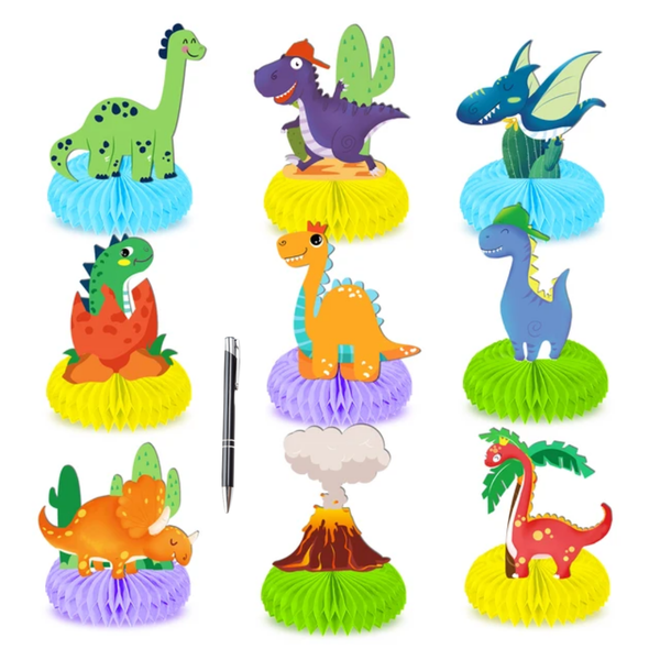 9 Piece Dinosaur Party Table Toppers with added Pen