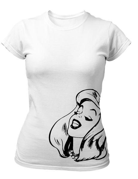 PepperSt Ladies White T-Shirt - Black Lady