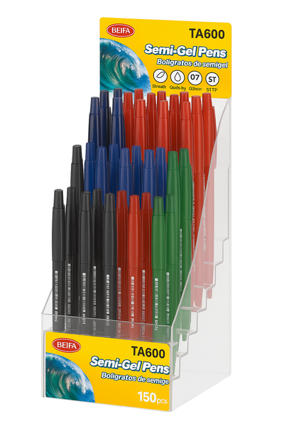 Pen Display Stand - 0.7mm Needle Tip | 150 Pens (Black, Blue, Red &amp; Green)