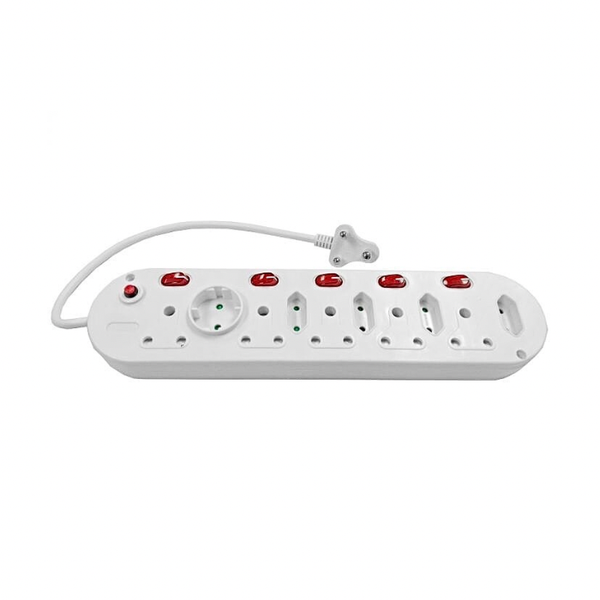 White Zenith 5x16a Multi Plug