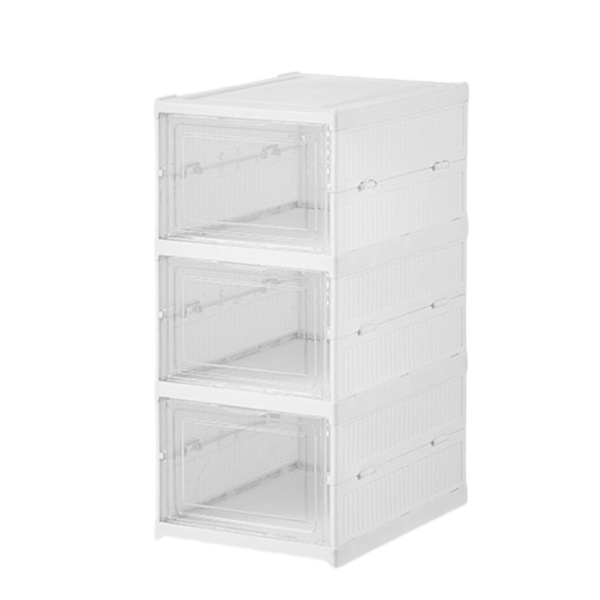 3 Layer Foldable Shoe Box Stackable Sneaker Storage Home Storage Container