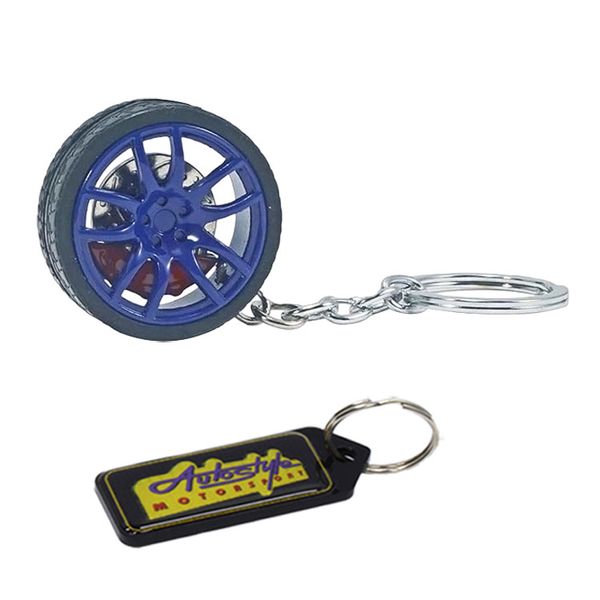 Tyre &amp; Alloy Wheel-Brake Calliper Design Novelty Keyring &amp; Gel Key Holder