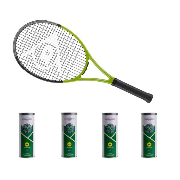 Dunlop Tristorm 100 Graphite Racket G2 &amp; 4 Wimbledon Sea Level Tins