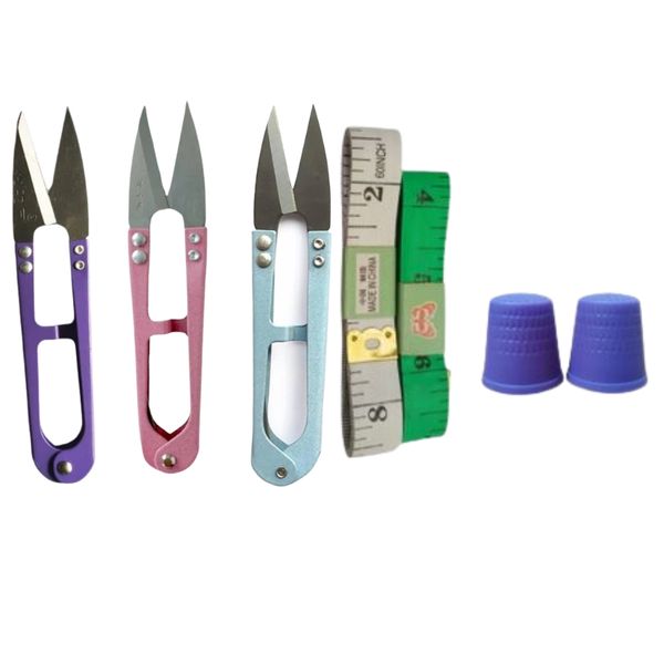 SourceDirect - Thread Cutter (Assorted), Measuring Tape 150cm &amp; Thimbles