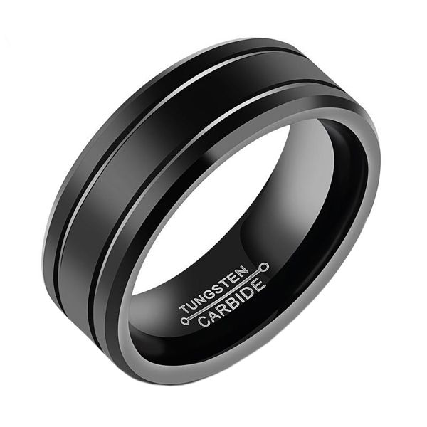 Black Tungsten Bands Ring 8mm Man's Classic Simple Band Size 10