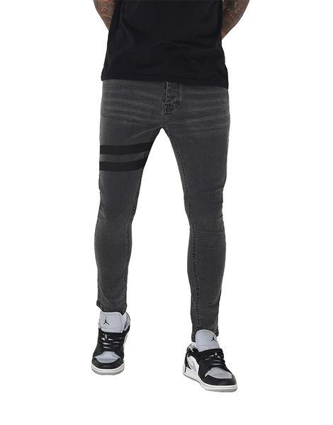 Brave Soul Stripe Detail Skinny Charcoal Jeans