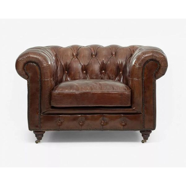 Armchair Chesterfield Brown Leather