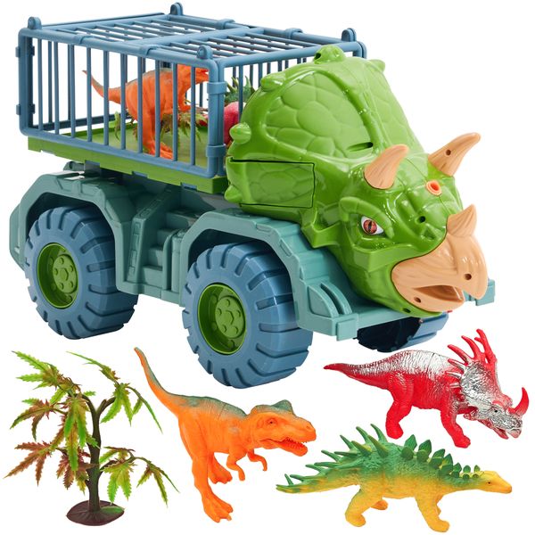 Dinosaur Truck Toys Sound &amp; Light with Mist Spray 3 Dino &amp; Tree Model