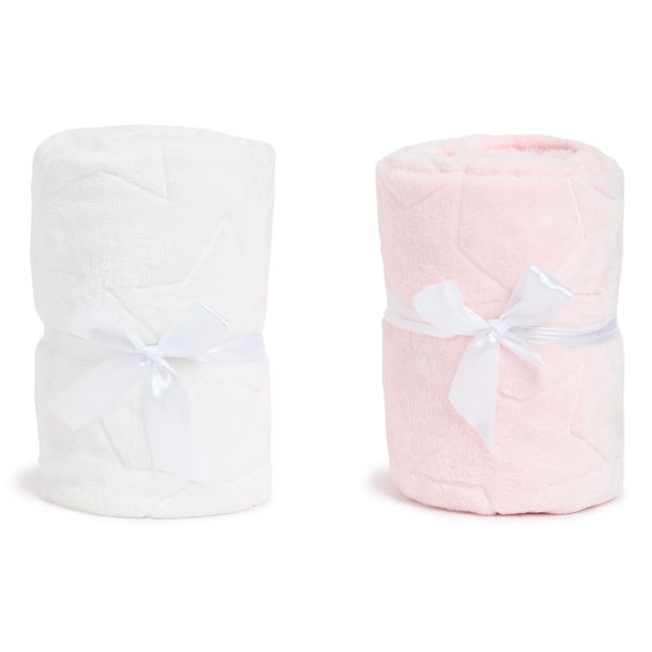George &amp; Mason Baby - 260GSM Embossed Star Blanket Value Pack - Pink &amp; White