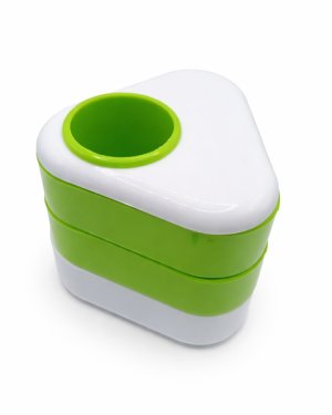Triangular Desktop Pen/Pencil Holder Stand with 3 Rotating Drawers