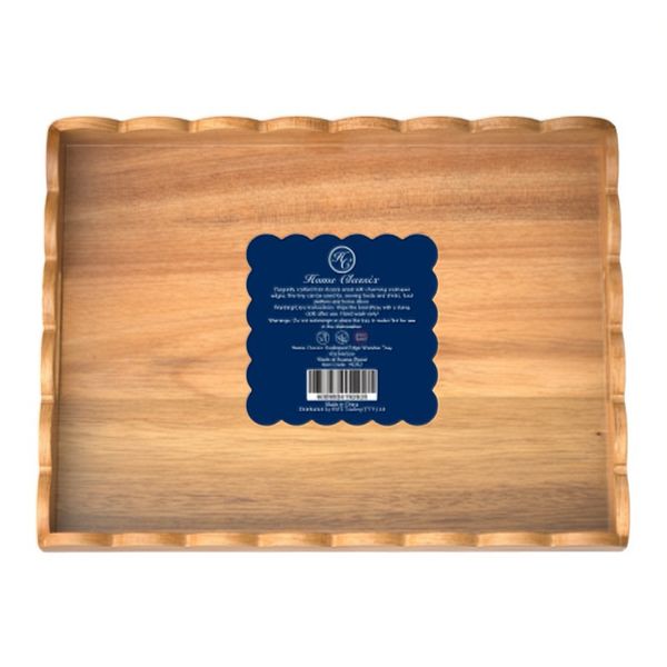Home Classix Scalloped Edge Wooden Serving Tray - 45x34x5cm (1 PC)
