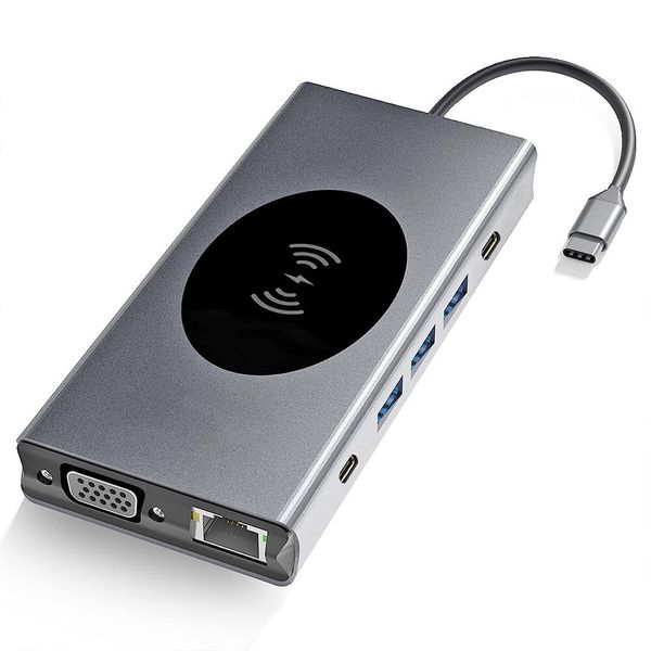 13-in-1 Type-C Docking Station Hub Adapter Multiport Card Reader SD Charger