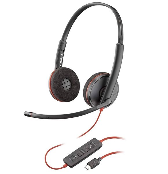 Poly Blackwire 3220 Stereo USB-C Headset + USB-A Adapter