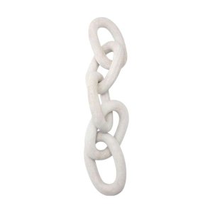 Rustic White Washed Chain Link Design Decor Ornament - White