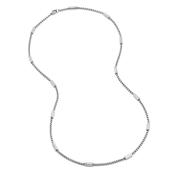 Androgyny Stainless Steel Cylinder Accent Box Chain Necklace