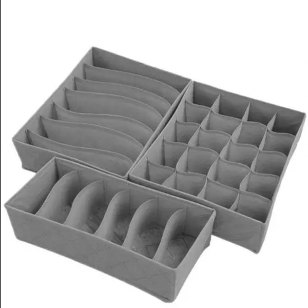 Set of 3 Collapsible Drawer and Closet Organisers