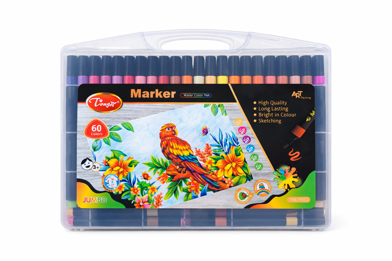 60-Colour Dual Tip Art Markers Set with Carry Case - Assorted Colors