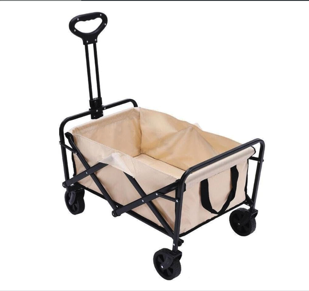 Cream Heavy Duty Folding Camping Cart Utility Wagon