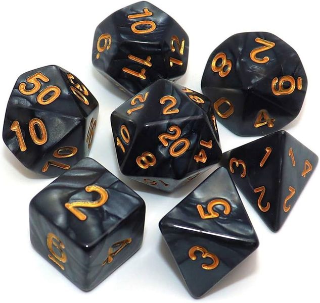 7 Polyhedral DND Role Playing Dice With Black Suede Bag