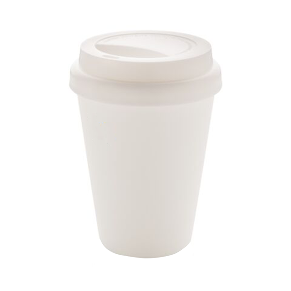 Sublimation White Porcelain Travel Mug With Silicone Lid 300ml 6 Pack
