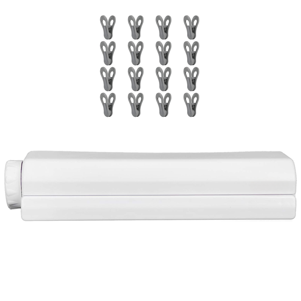 3.7m 5-Line Retractable Clothes Drying Line with 16 x Washing Pegs