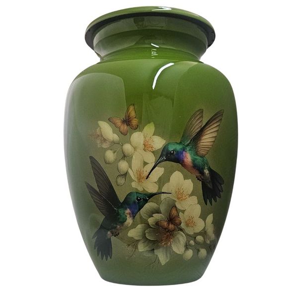 Humming Bird Aluminium Memorial Cremation Urn For Ashes