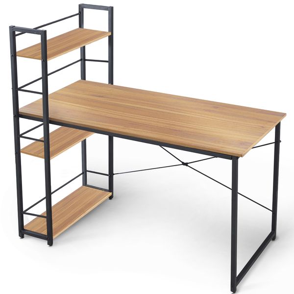 4-Tier Shelf Study Table Modern Desk Home Office Workstation