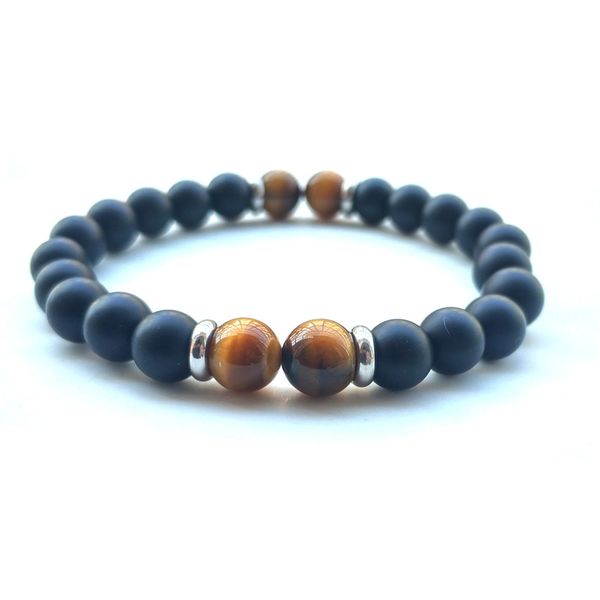 NATURAL TIGER EYE STONE BEADED BRACELET by POU
