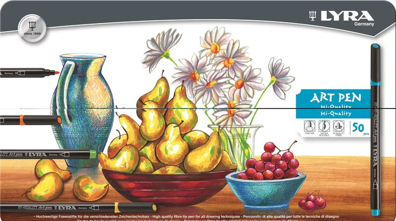Lyra Art Pens - 50 Colours in Metal Box