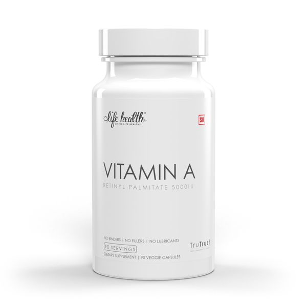 Life Health - Vitamin A Retinyl Palmitate 5000IU ( 90 Veggie Capsules )