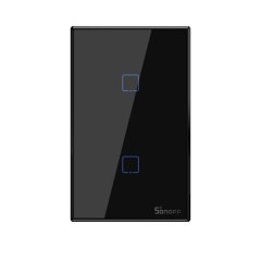 Smart plug touch panel switch - 2 Gang Black