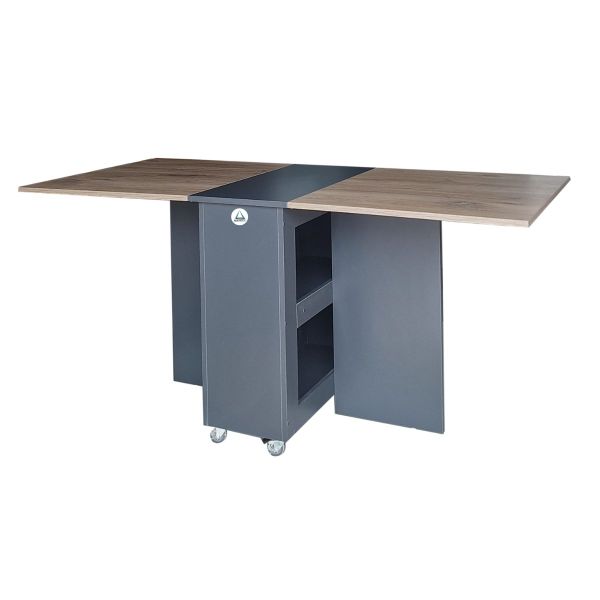 Folding 4-in-1 Console Desk Table on Wheels - 2 Tone Midnight/Mystic River
