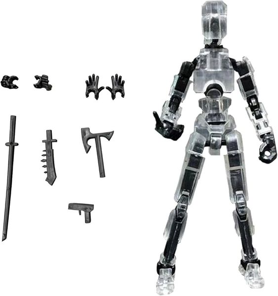 3D Printed Movable Glow In The Dark Toy Titan 13 Action Figure - Blue Ice