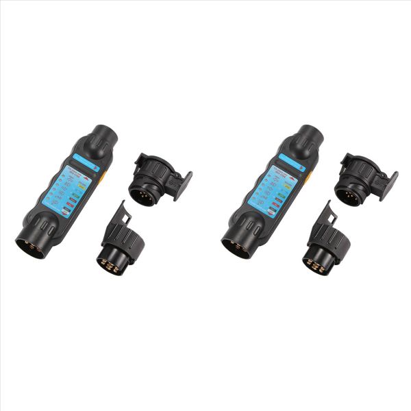 Car Trailer Tester 7/13 Pin Light Cable Plug Socket With 2 Adapters