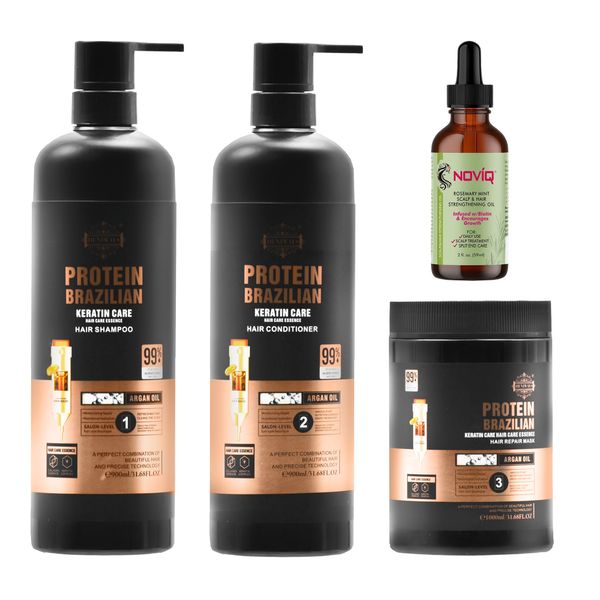 Keratin Care Shampoo, Conditioner, Mask &amp; Noviq Hair/Scalp Oil 5-Piece Set