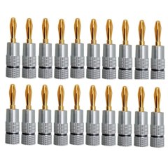 20Pcs Banana Connector 24K Gold-Plated 4.5MM Banana Plug Black+Silver