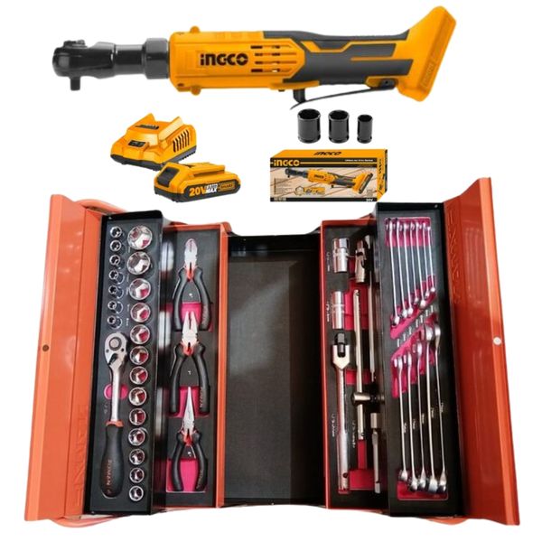 Fixman - 42 Piece Mechanic Tool Box &amp; Ratchet Driver with Battery &amp; Charger