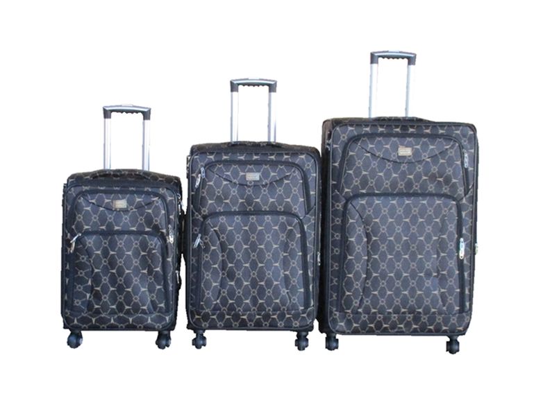 3-Piece Expandable Trolley Luggage Set, Black, Spinner Wheels