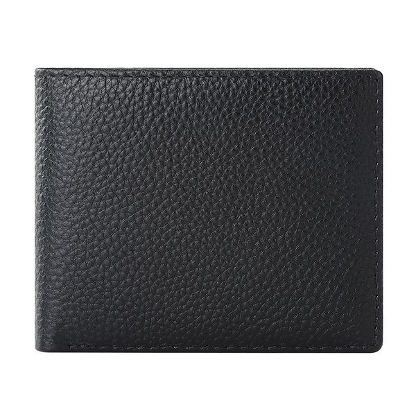 IPSTYLE Mens Genuine Leather Slim Bifold Pocket Wallet Black Card holder