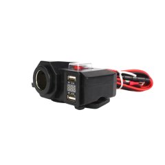 KR 3 In 1 Dual USB Charger and Cigarette Port For Motorcycles